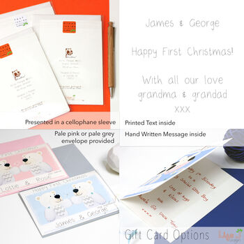 Personalised Bear Twins First Christmas Card, 10 of 10