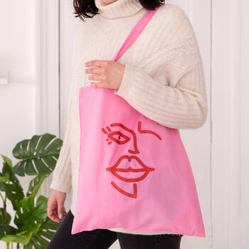 Face Line Drawing White Tote Bag, 2 of 2