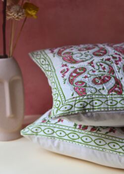 Green And Maroon Printed Cushion Cover Set Of Two, 2 of 3