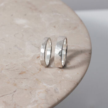 Brushed Hammered Sterling Silver 3mm Ring, 4 of 6