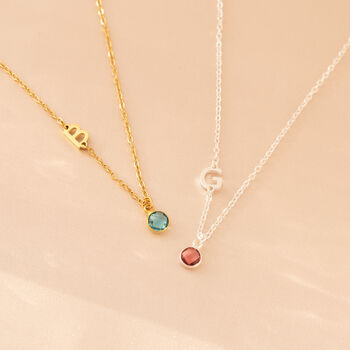 Initial Necklace With Birthstone, 9 of 12
