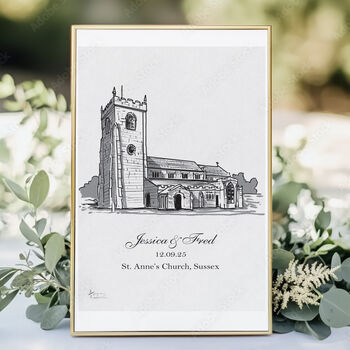 Wedding Venue Black And White Hand Drawn Illustration, 2 of 3