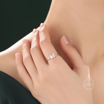 Minimalist Butterfly Ring In Sterling Silver, 5 of 11