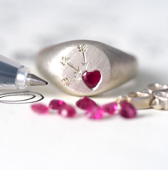 Ruby Heart Signet Ring, 2 of 7