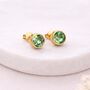 Gold Plated Sterling Silver August Peridot Birthstone Stud Earrings – 7mm, thumbnail 1 of 7