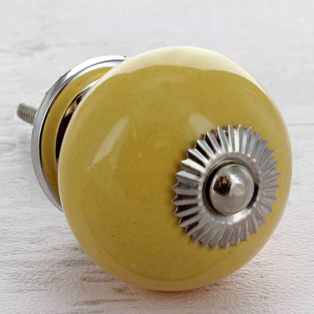 yellow ceramic door knobs cupboard drawer pull handles by g decor