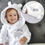 Personalised White Baby Gown With White Cable Blanket, thumbnail 1 of 12