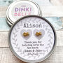 Personalised Wedding Knot Earrings In Gift Tin, thumbnail 4 of 11