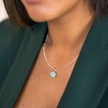 Recycled Silver Amazonite Pendant Necklace, 5 of 9