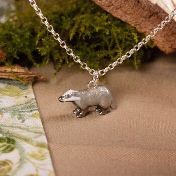 Badger Necklace Enamelled Sterling Silver, 2 of 7