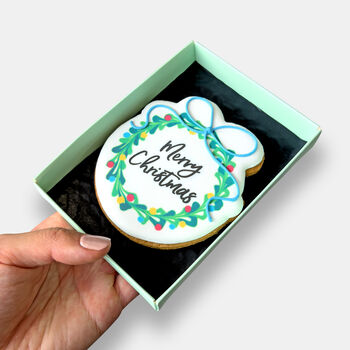 Merry Christmas Wreath Letterbox Iced Cookie, 3 of 11
