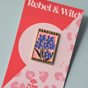 Cardigan Floral Swiftie Enamel Pin Badge, 2 of 4