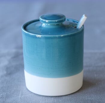 Handmade Porcelain Lidded Marmalade Pot With Spoon, 2 of 7