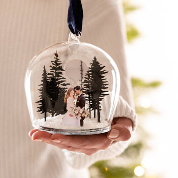 Personalised Wedding Photo Christmas Globe Dome, 2 of 4
