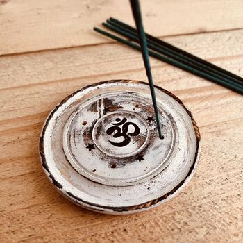 White Wash Incense Stick Holder Ash Catcher Plate, 5 of 9