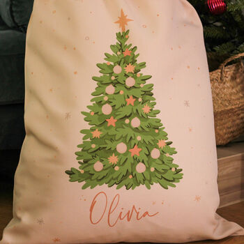 Personalised Christmas Tree Santa Sack Stocking Gift, 3 of 4