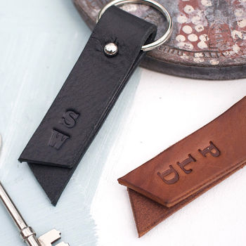 Personalised Leather Initials Keyring, 4 of 5