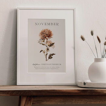 Birth Flower Wall Print 'Chrysanthemum' For November, 7 of 9