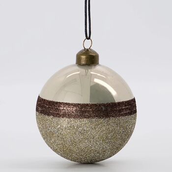 Golden Sand Glitter Glass Bauble Set Of Two, 3 of 4