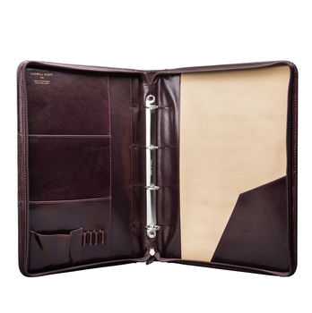 Luxury A4 Leather Ring Binder Folder. 'The Veroli', 3 of 11
