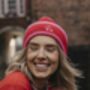 Embroidered Cherry Striped Beanie Hat, thumbnail 5 of 5