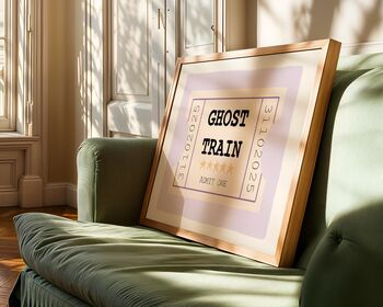 Ghost Train Ticket Halloween Art Print, 6 of 8