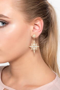 Northern Star Burst Drop Earring Plated Sterling Silver, 2 of 9