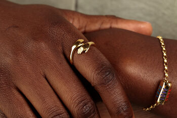 Gold Plated Sterling Silver Open Style Hug Ring, 2 of 5