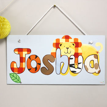 Personalised Jungle Lion Canvas Sign, 8 of 12