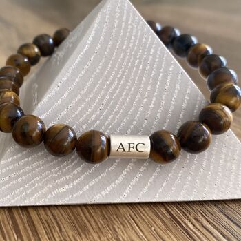 Men's Arsenal Football Fan Tiger's Eye Bracelet Father's Day Gift, 4 of 5