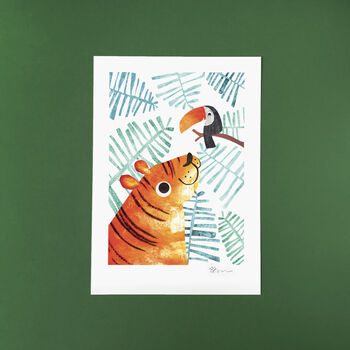 Tiger And Toucan A4 Recycled Art Print, 2 of 4