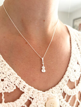 Sterling Silver Violin Pendant Necklace, 4 of 7