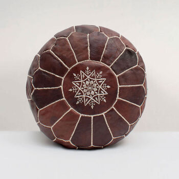 Moroccan Leather Pouffe, 4 of 4