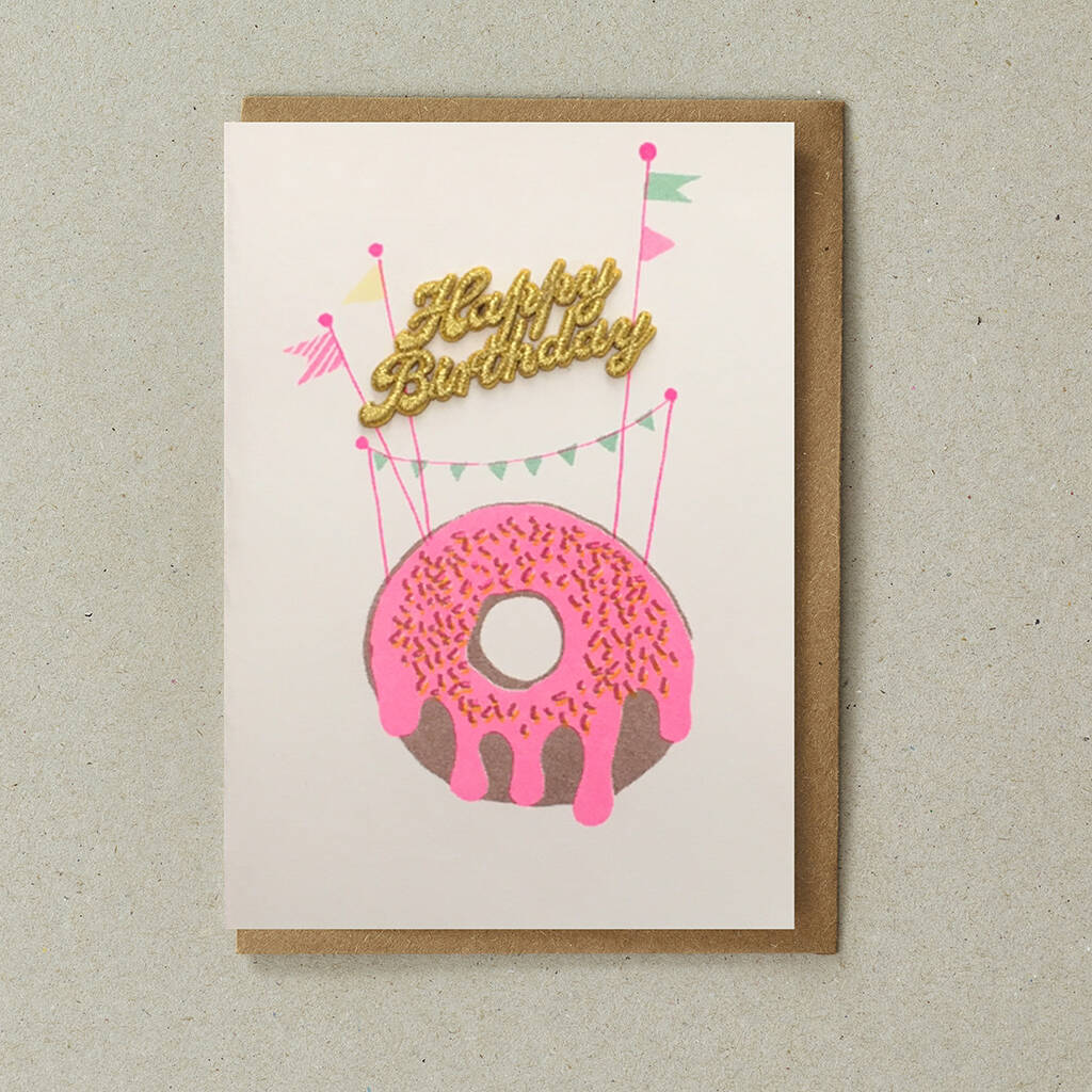 Happy Birthday Pink Doughnut Greeting Card By Petra boase Ltd ...