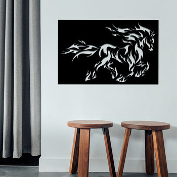 Fiery Steed Flaming Metal Horse Silhouette Wall Art, 4 of 10