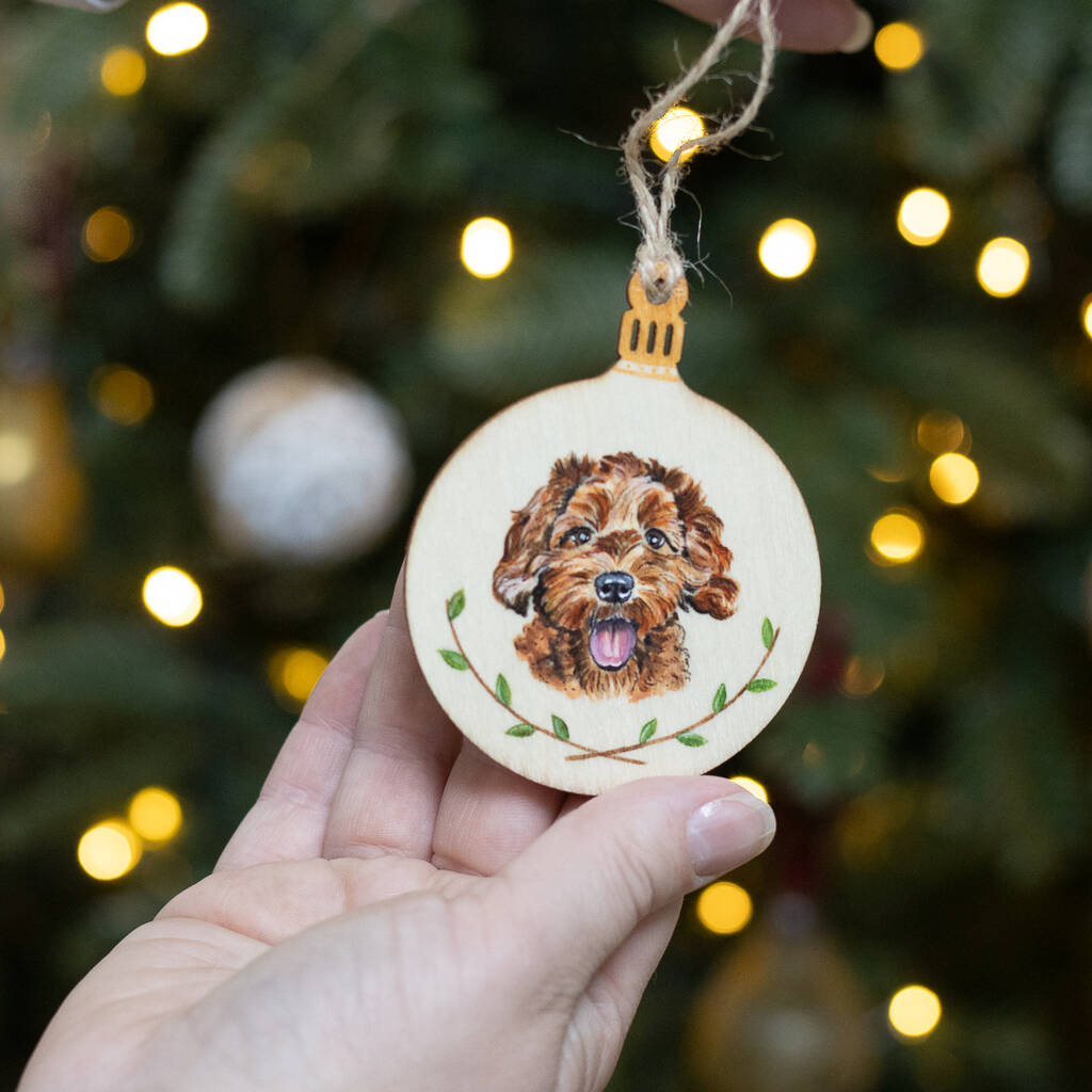 Custom Pet Portrait Christmas Tree Decoration, 1 of 12