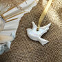Mini Dove Hanging Decoration With A Subtle Pearl Finish, thumbnail 3 of 8
