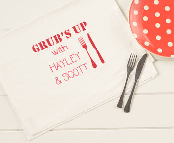 Personalised Organic Table Runner And Napkin Set, 6 of 9