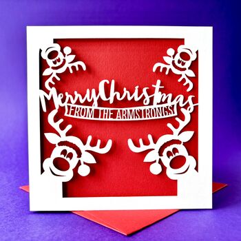 Personalised Reindeer Family Christmas Card, 3 of 5