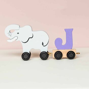 Personalised Elephant Wooden Pastel Letter Name Train Toy, 6 of 12