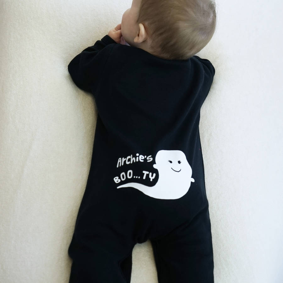 Personalised Boo…Ty Ghost Halloween Sleepsuit, 1 of 3