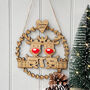 Personalised Reindeer Family Oak Christmas Wreath, thumbnail 2 of 7