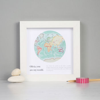 You Are My World Map Heart Valentine's Framed Print, 7 of 7