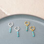 Linear Huggie Turquoise December Birthstone Earrings, thumbnail 1 of 8