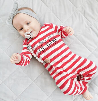 'You Remind Me Of The Babe' Stripy Romper, 2 of 5