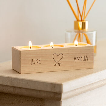 Personalised Heart Candle Holder Gift For Couple, 5 of 5