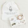 Baby Girl Vintage Floral Comforter With Wooden Teether, Handmade Gift For Newborn Girl, thumbnail 9 of 10