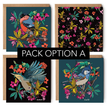 Pack Of British Garden Bird Floral Greeting Cards, 2 of 12