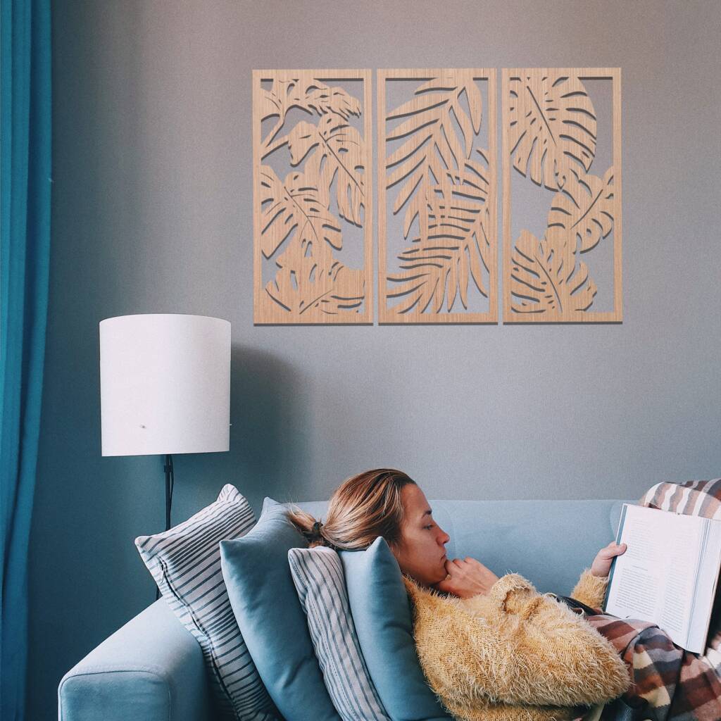 Wooden Framed Leaves Wall Decor Tropical Wall Art By Duke Craft