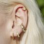 Silver Lime Green Opal Trinity Huggie Earrings, thumbnail 2 of 3